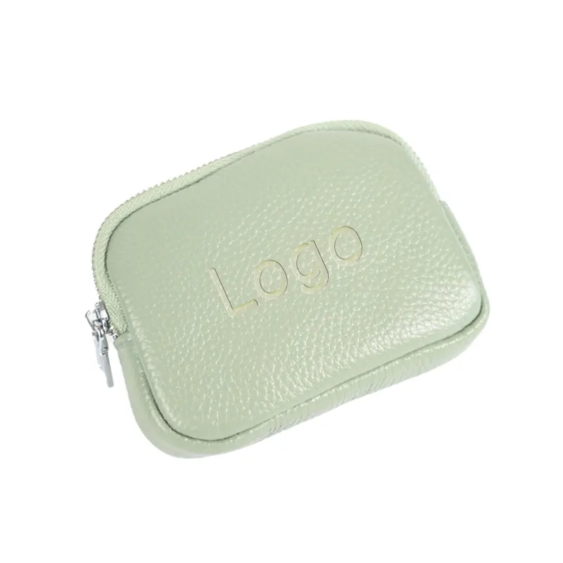 Zippered Genuine Leather Mini Coin Purse