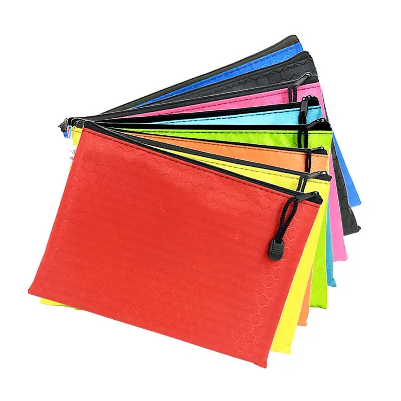 A4 Football Pattern Zipper Document Folder Organizer Bag
