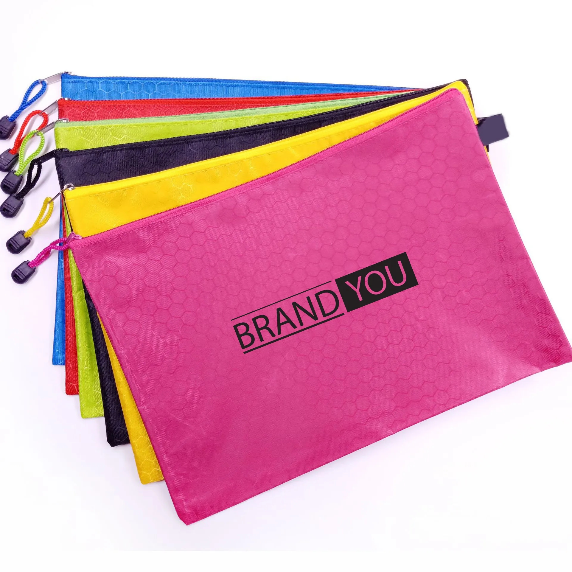 A4 Football Pattern Zipper Document Folder Organizer Bag