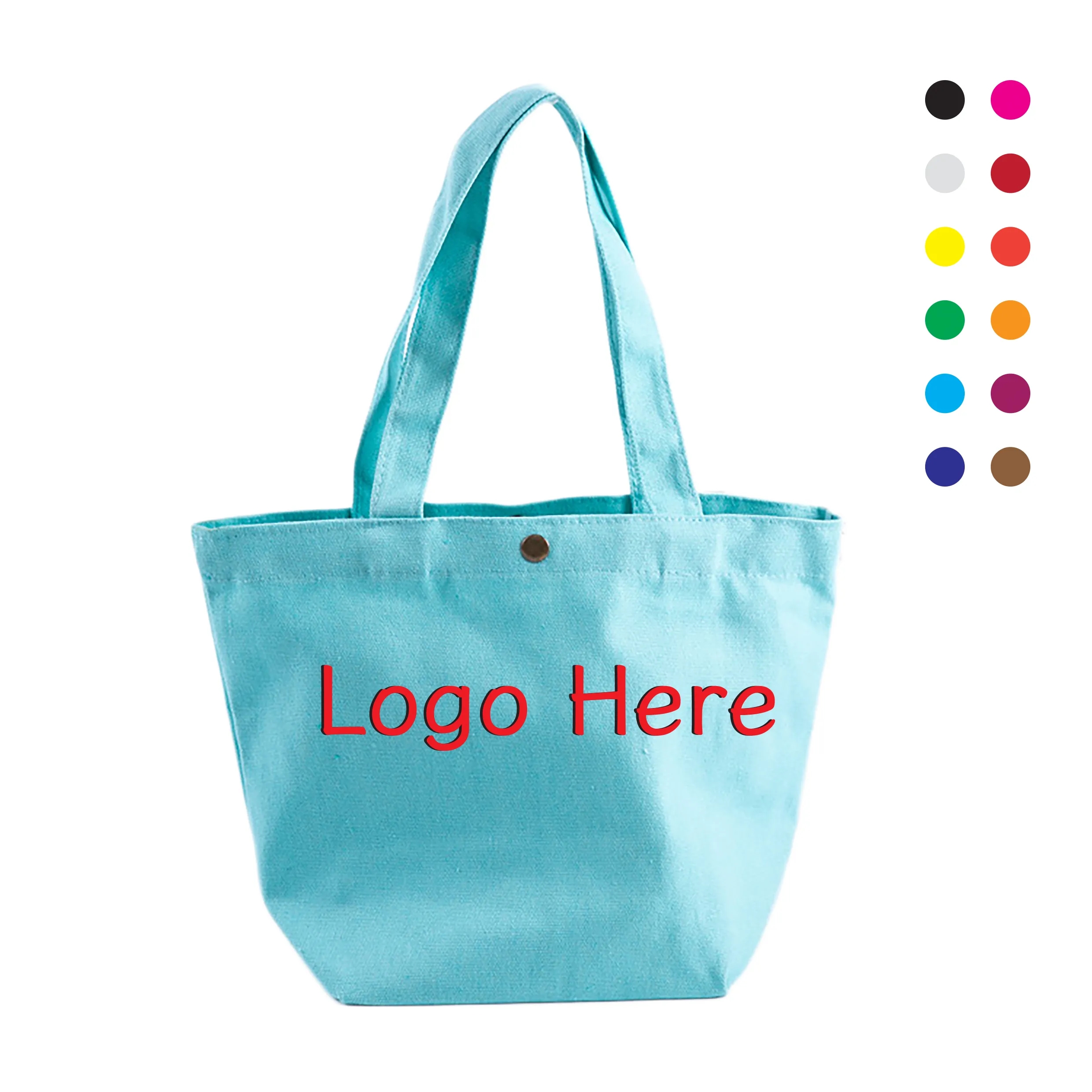 Canvas Tote Bag with Snap Closure
