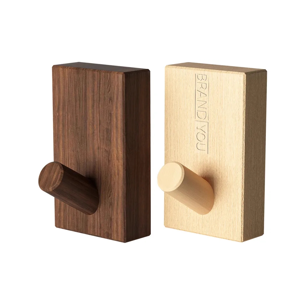 Multi-Functional No-Drill Solid Wood Hook