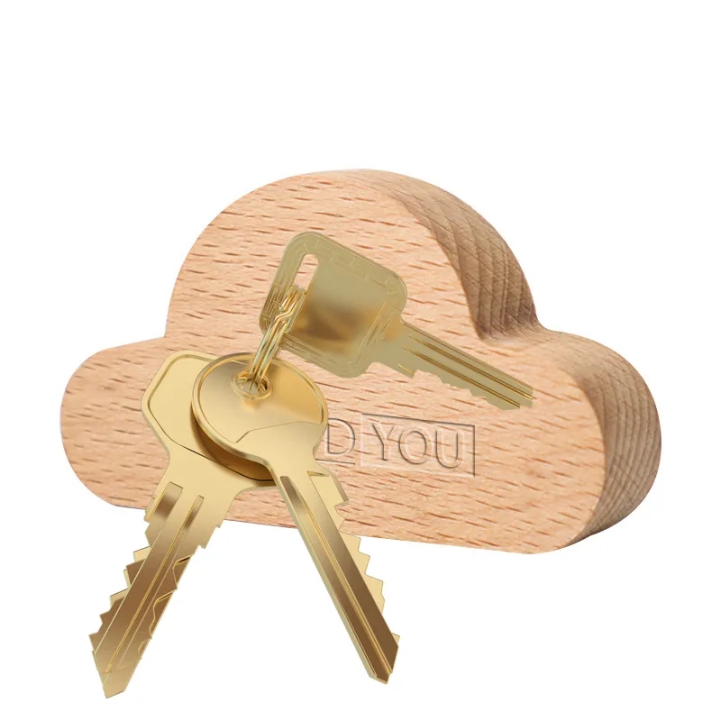Cloud-Shaped Solid Wood Magnetic Block Organizer