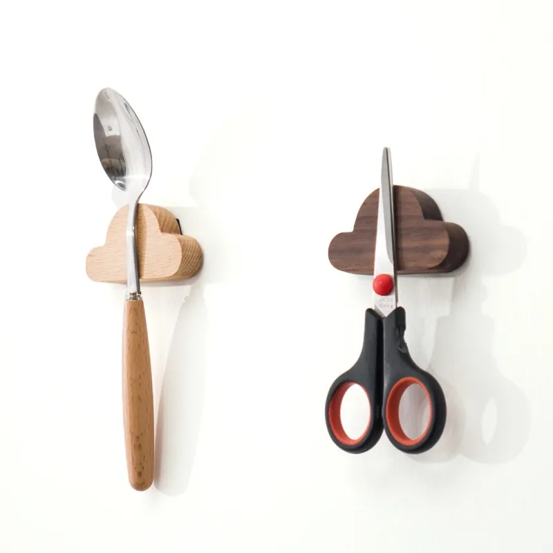 Cloud-Shaped Solid Wood Magnetic Block Organizer