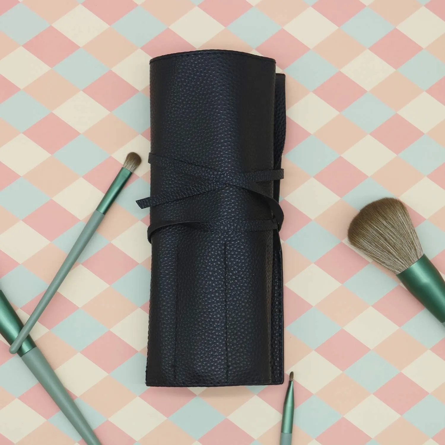Tie-up Bag with 10-Slot Makeup Brush Organizer Pouch