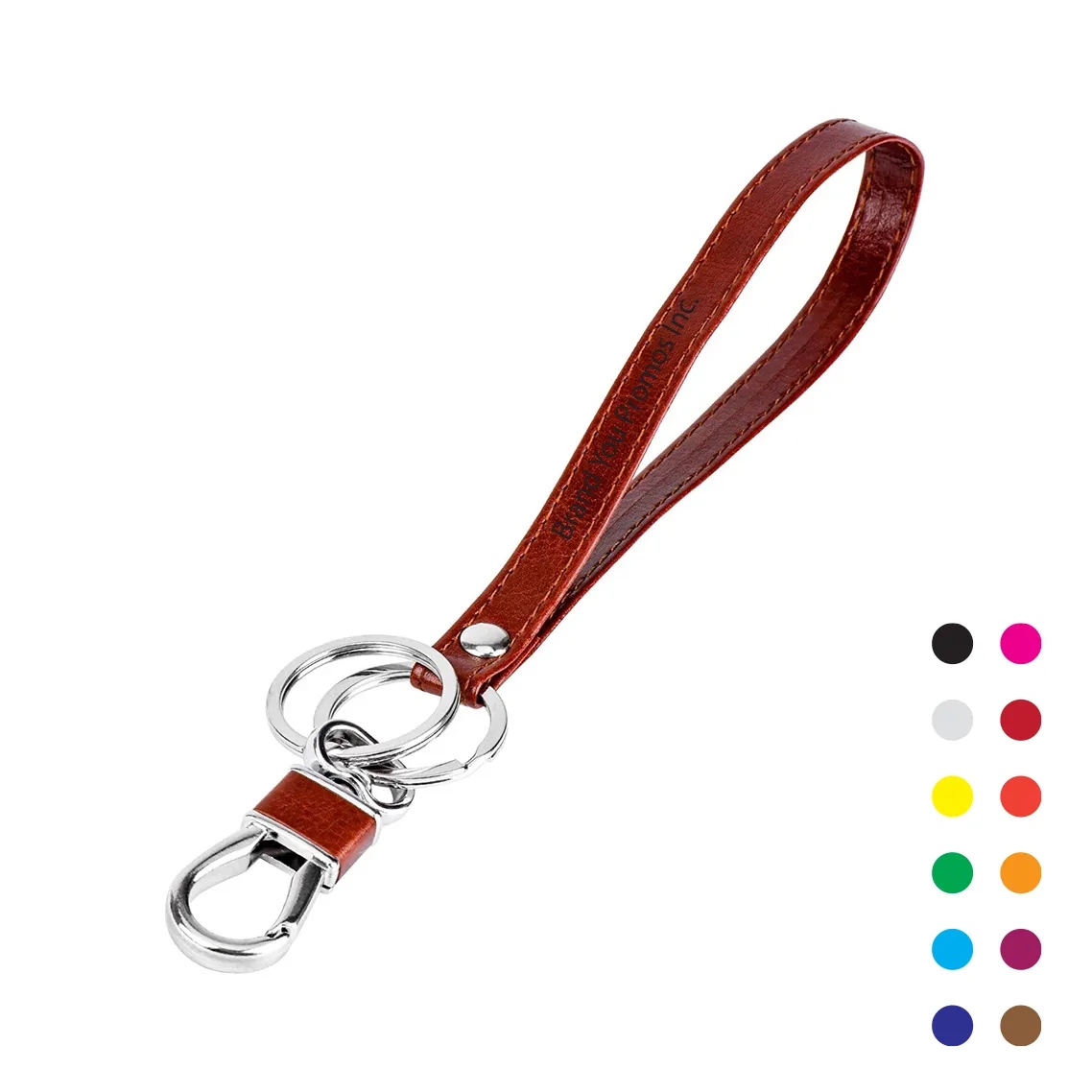 Leather Lanyard Keychain Detachable Alloy Metal Rings