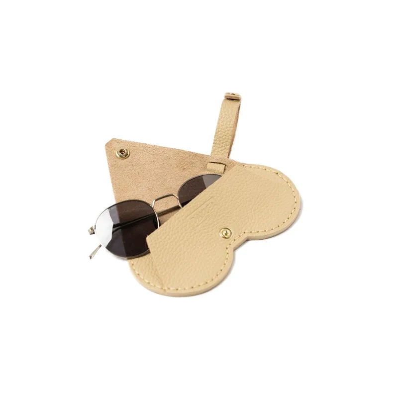Portable Leather Glasses Case Pouch with Lanyard