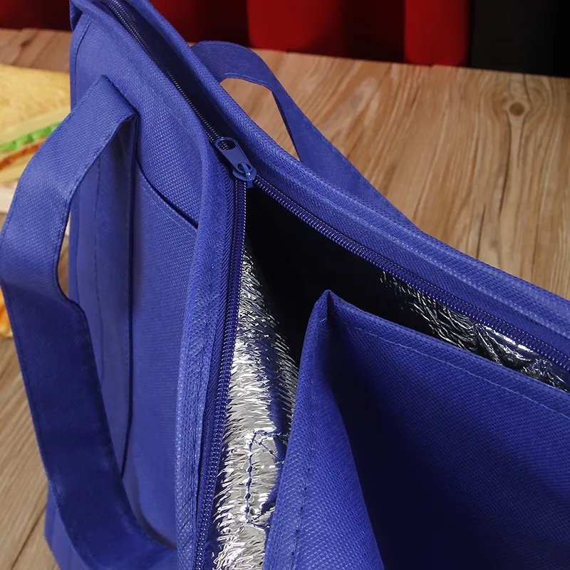Zippered Non-Woven Insulation Takeout Bag w/ Front Pocket