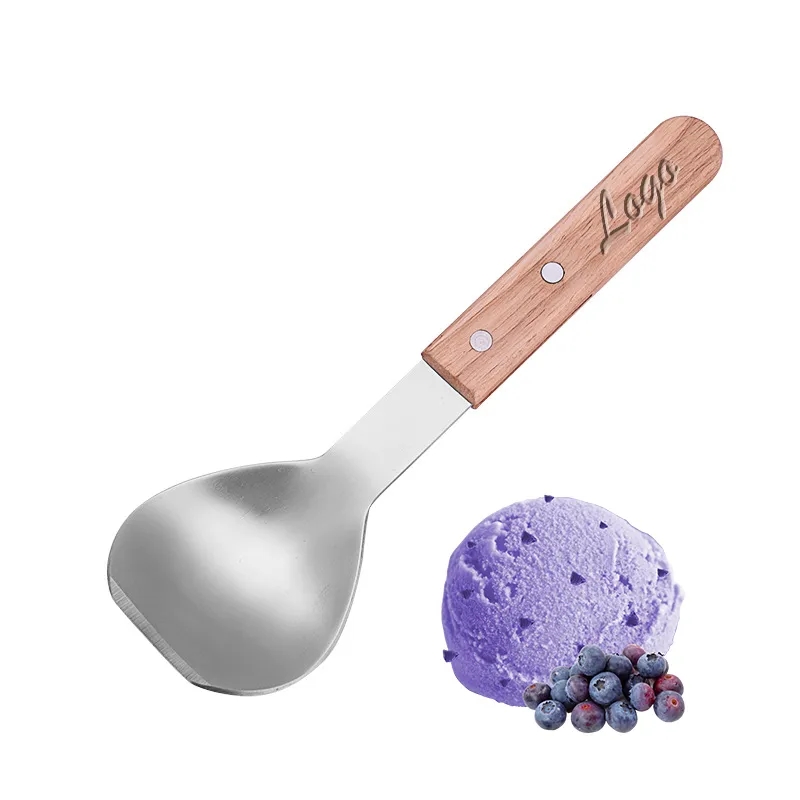 Wooden Handle Stainless Steel Ice Cream Scoop & Fruit Server