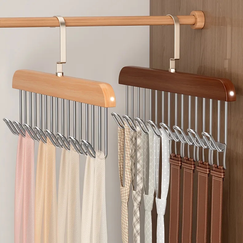 Multifunctional  Anti Slip 8-Hook Wooden Hanger