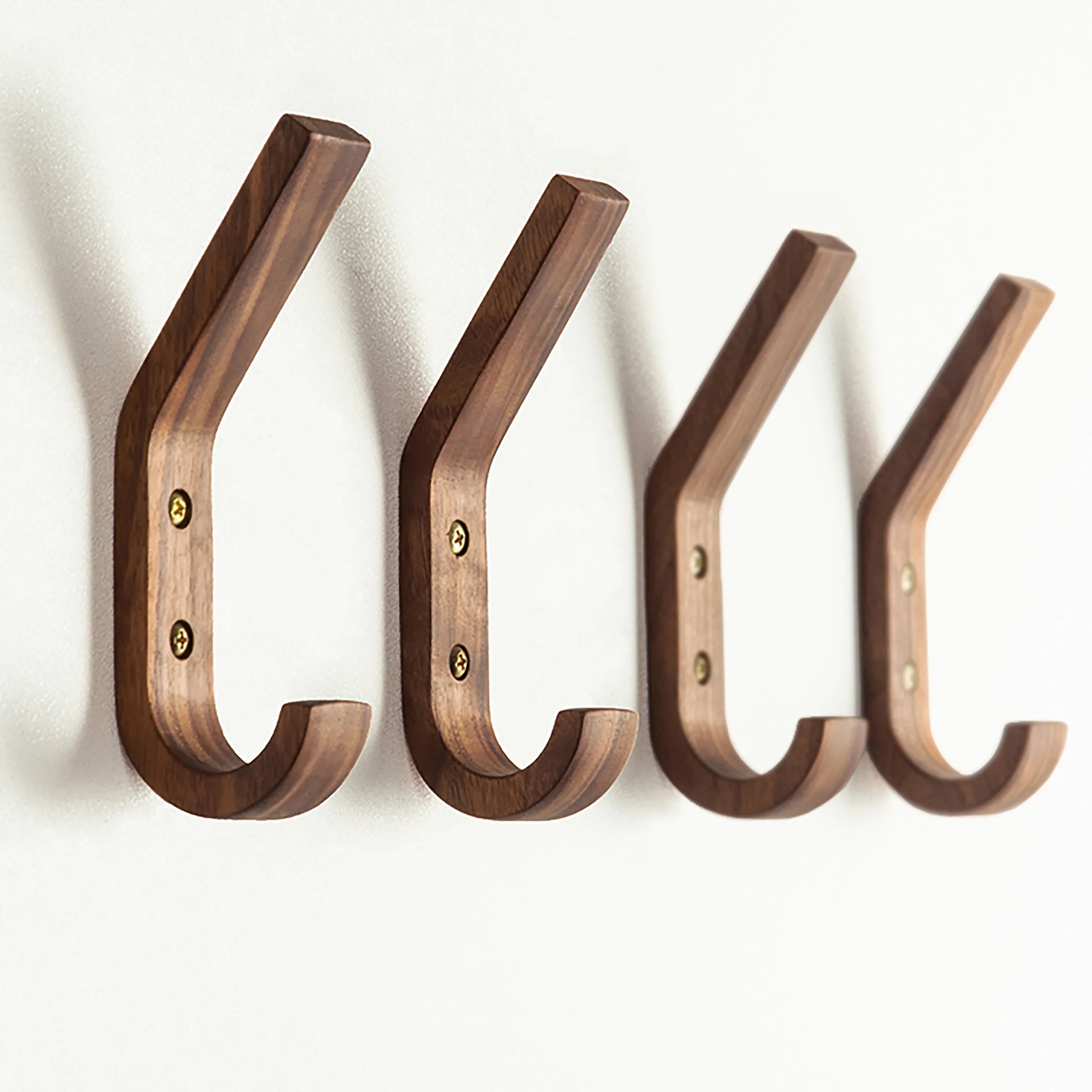 Versatile Rustic Natural Wood Wall Mounted J Shape Hooks