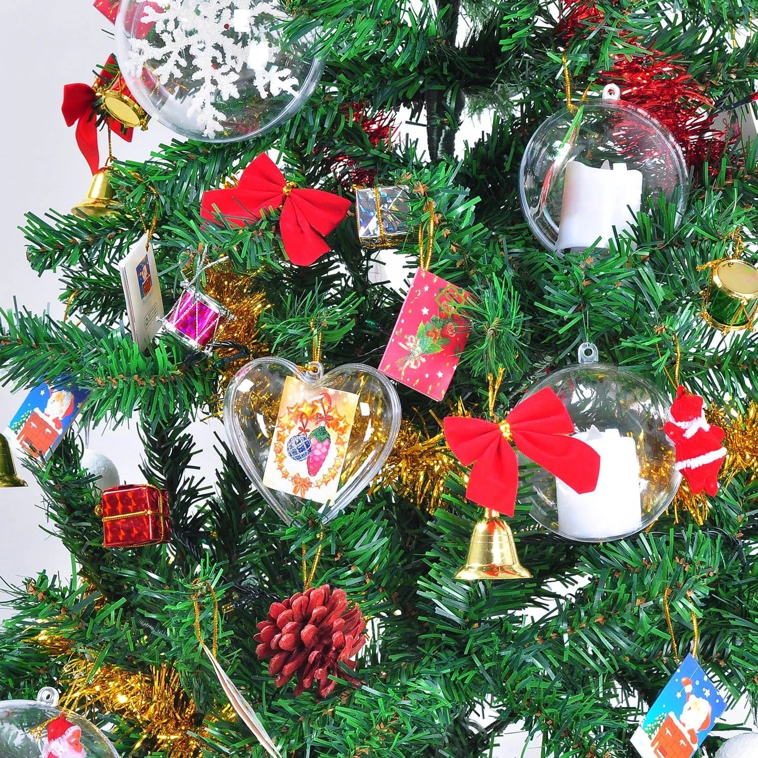 80mm Clear Plastic Heart Christmas Ornaments for DIY Crafts
