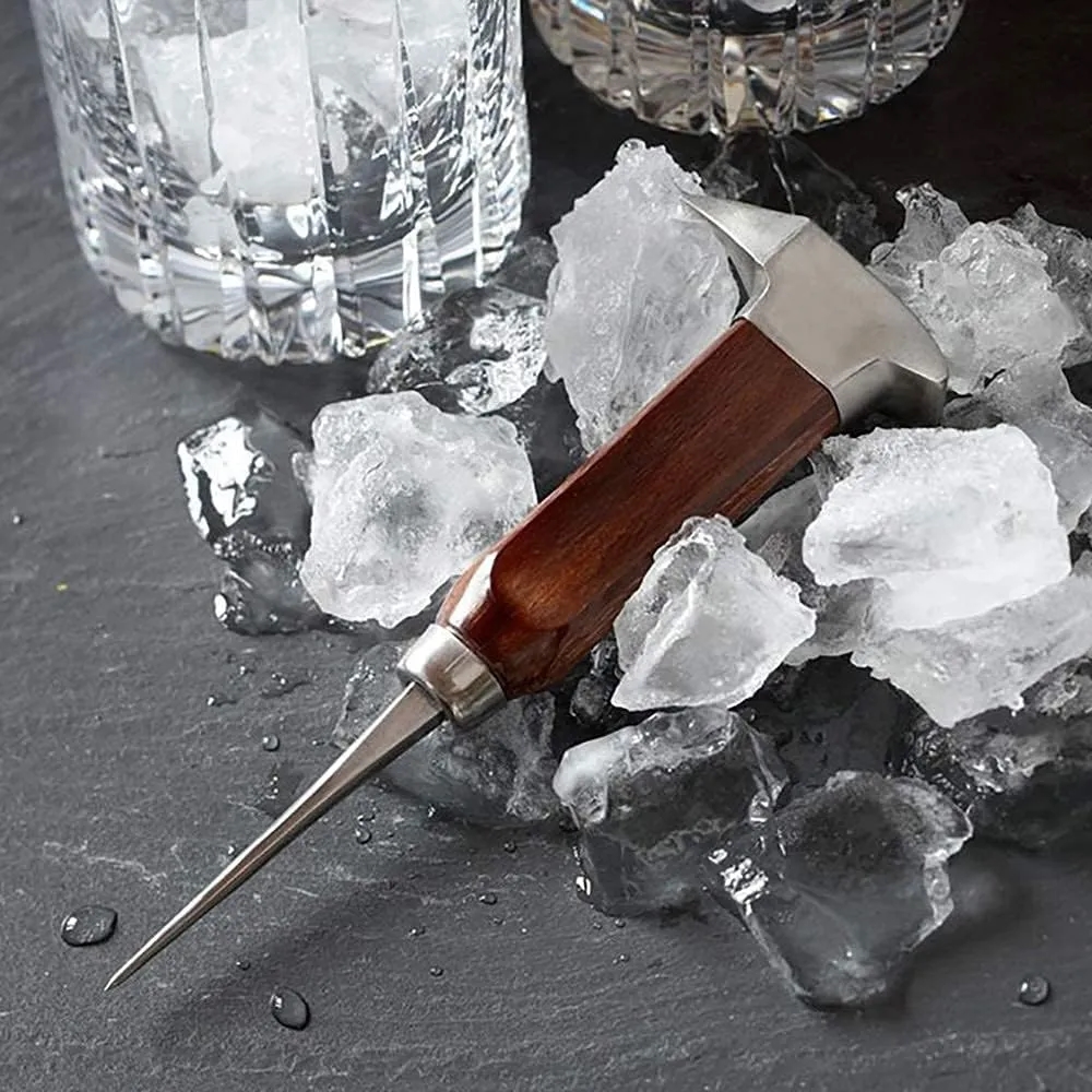 Stainless Steel Ice Pick & Hammmer w/ Wood Handle