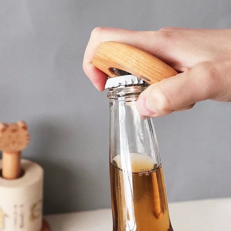 Round Magnetic Wooden Bottle Opener