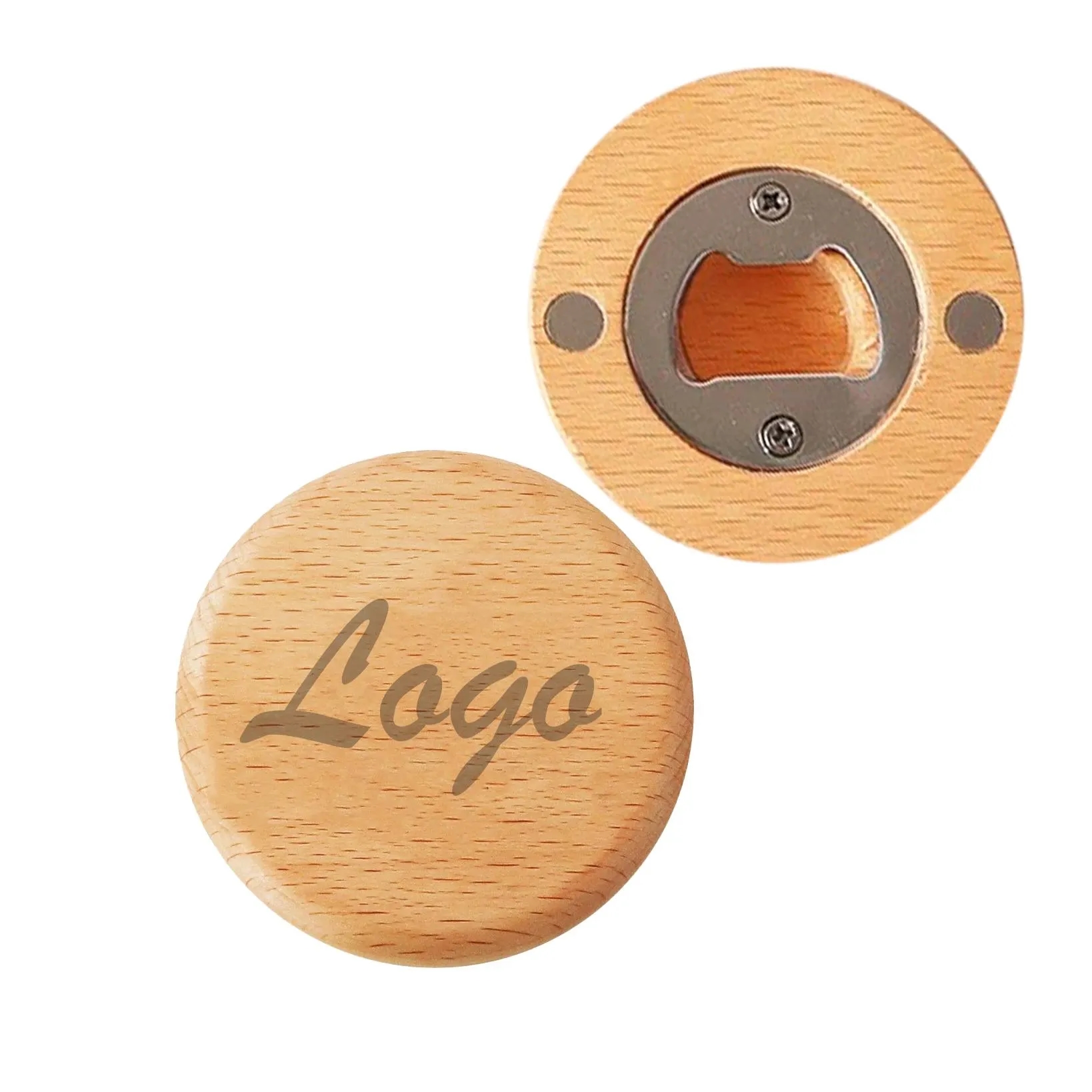 Round Magnetic Wooden Bottle Opener