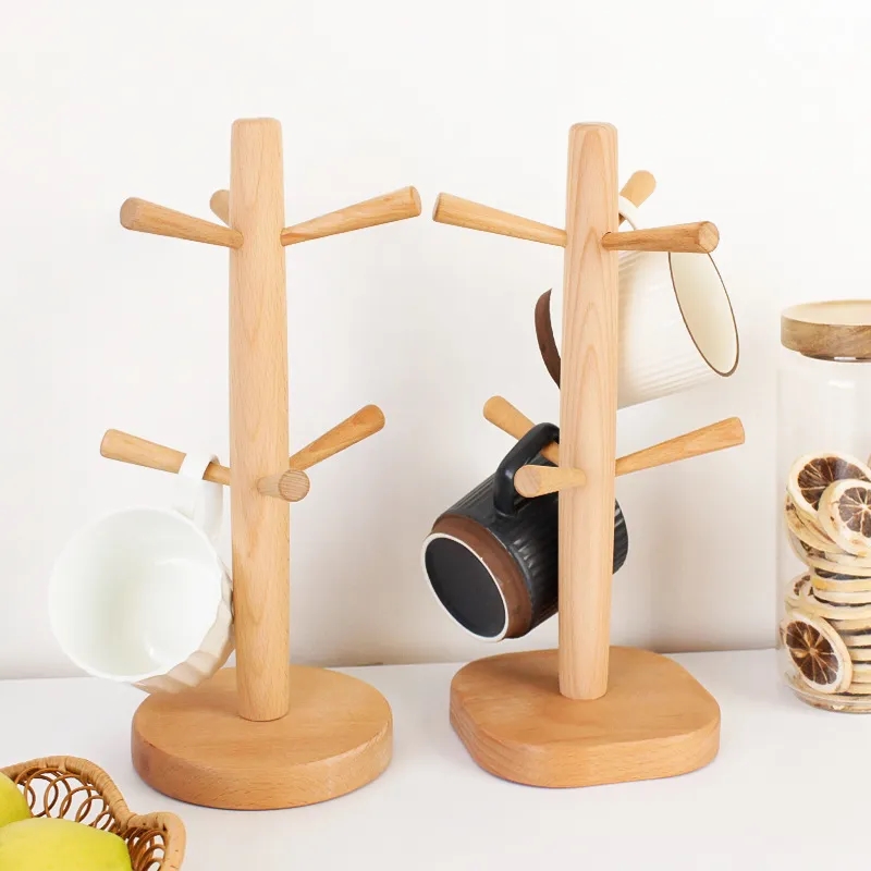 Wood Six-Claw Cup Drainer & Display Stand Mug Holder Tree