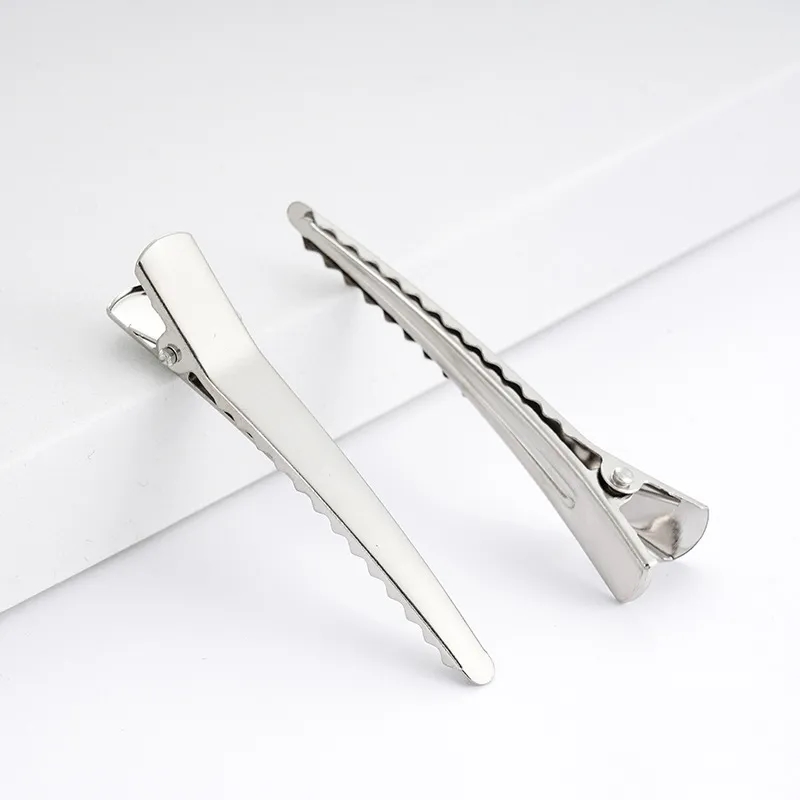 Silver Alligator Hair Clips 2.36" - Salon & DIY Grip Pins