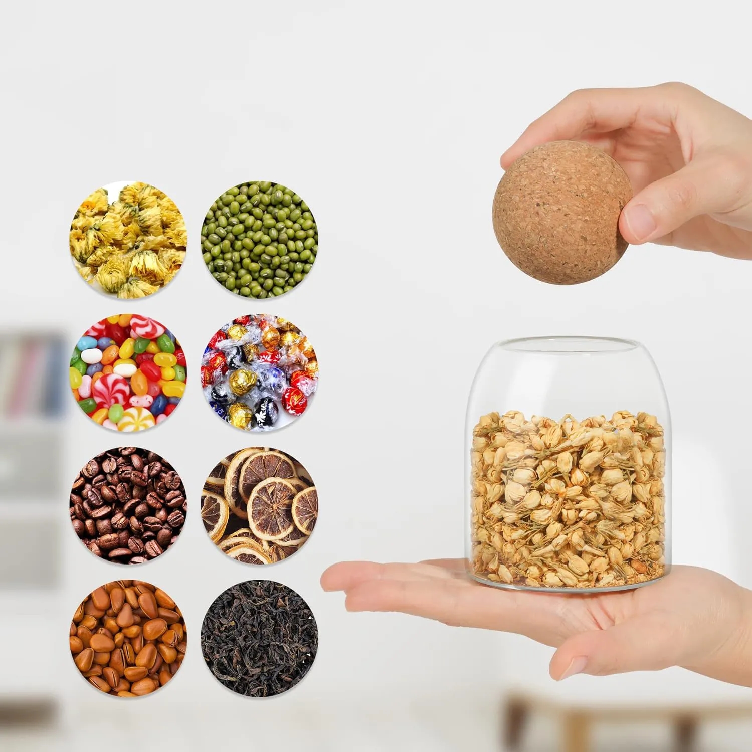 Multipurpose 16Oz Glass Jar with Ball Cork Lid