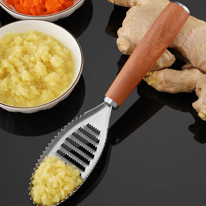 Stainless Steel Fish Scaler & Grater with Wooden Handle