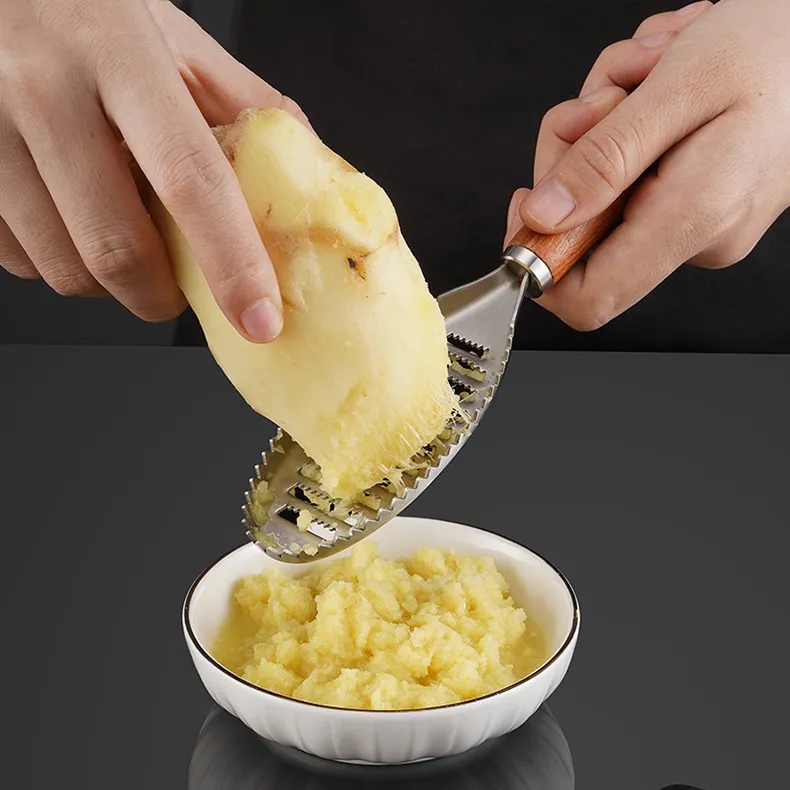 Stainless Steel Fish Scaler & Grater with Wooden Handle