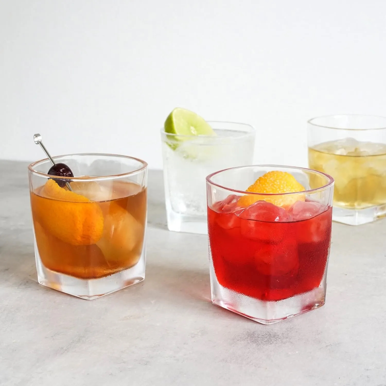 8 oz Square Whiskey Glasses for Cocktails, Drinks or Liquor
