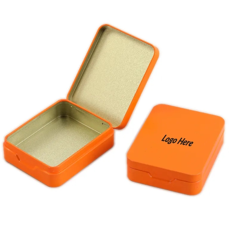 Metal Rectangular Mini Tins with Hinged Lids Storage Kit