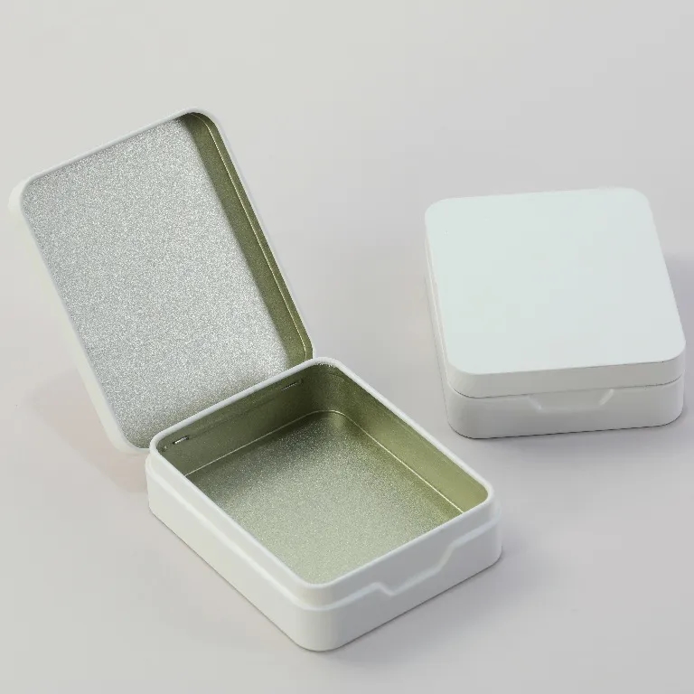 Metal Rectangular Mini Tins with Hinged Lids Storage Kit