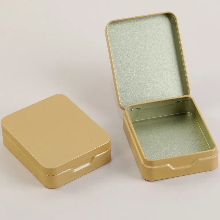 Metal Rectangular Mini Tins with Hinged Lids Storage Kit