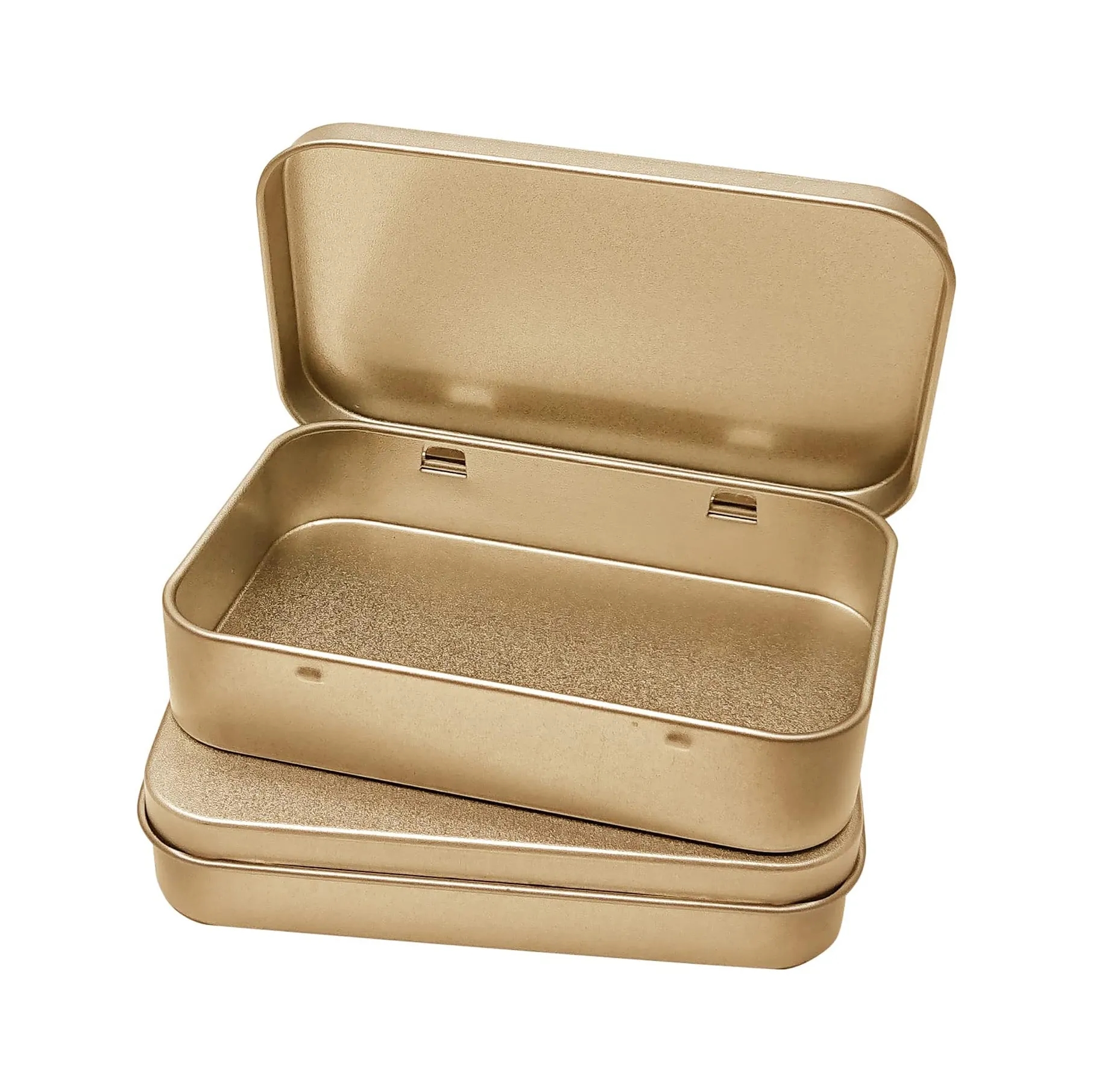Gold Metal Tins Storage Box with Hinged Lids