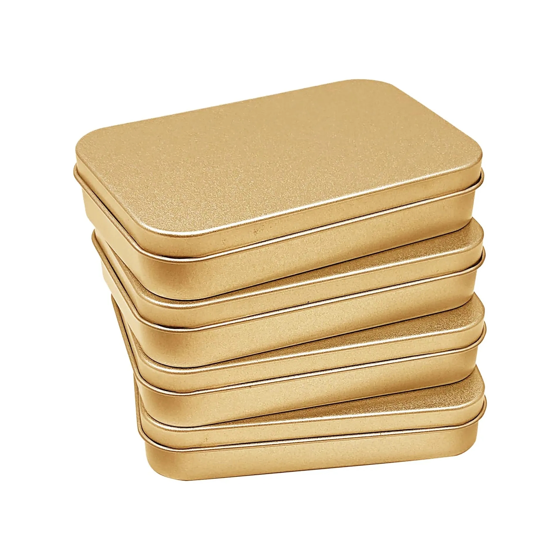 Gold Metal Tins Storage Box with Hinged Lids