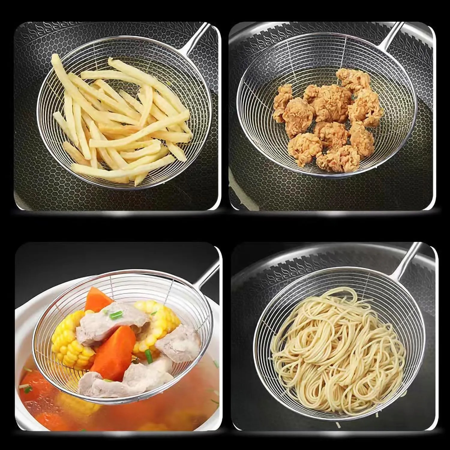 Versatile Stainless Steel Spider Strainer with Handle