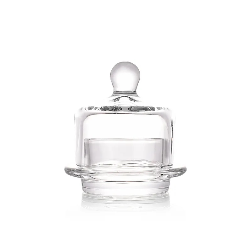 Clear Glass Crystal Mini Butter Cloche with Dome Lid