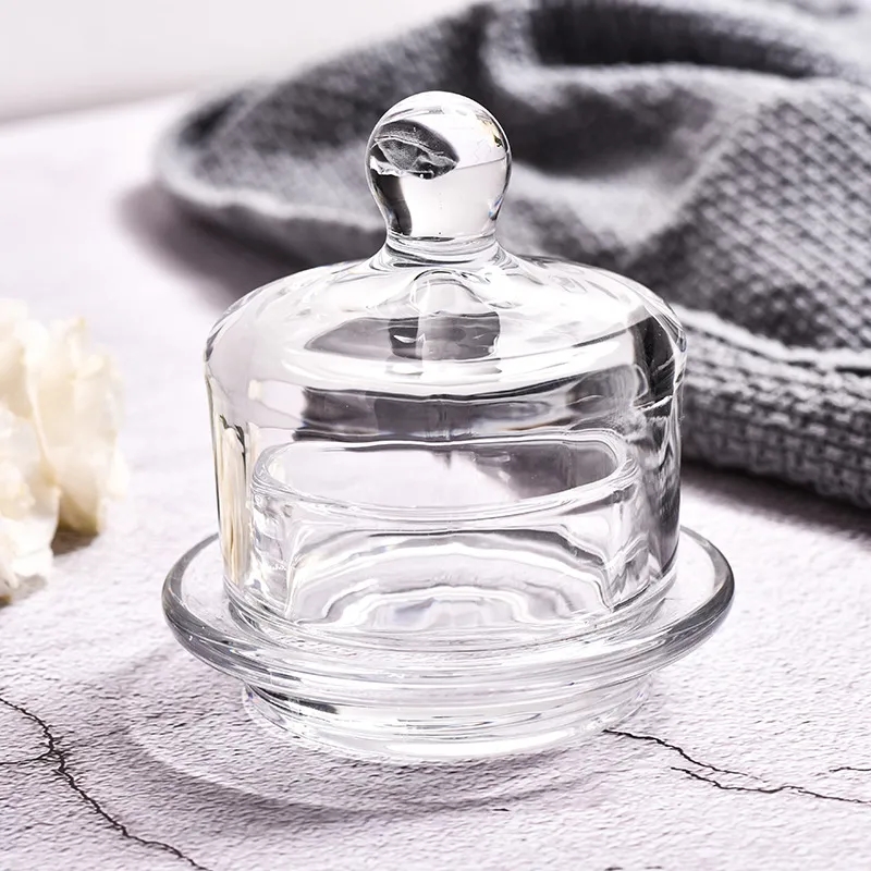 Clear Glass Crystal Mini Butter Cloche with Dome Lid