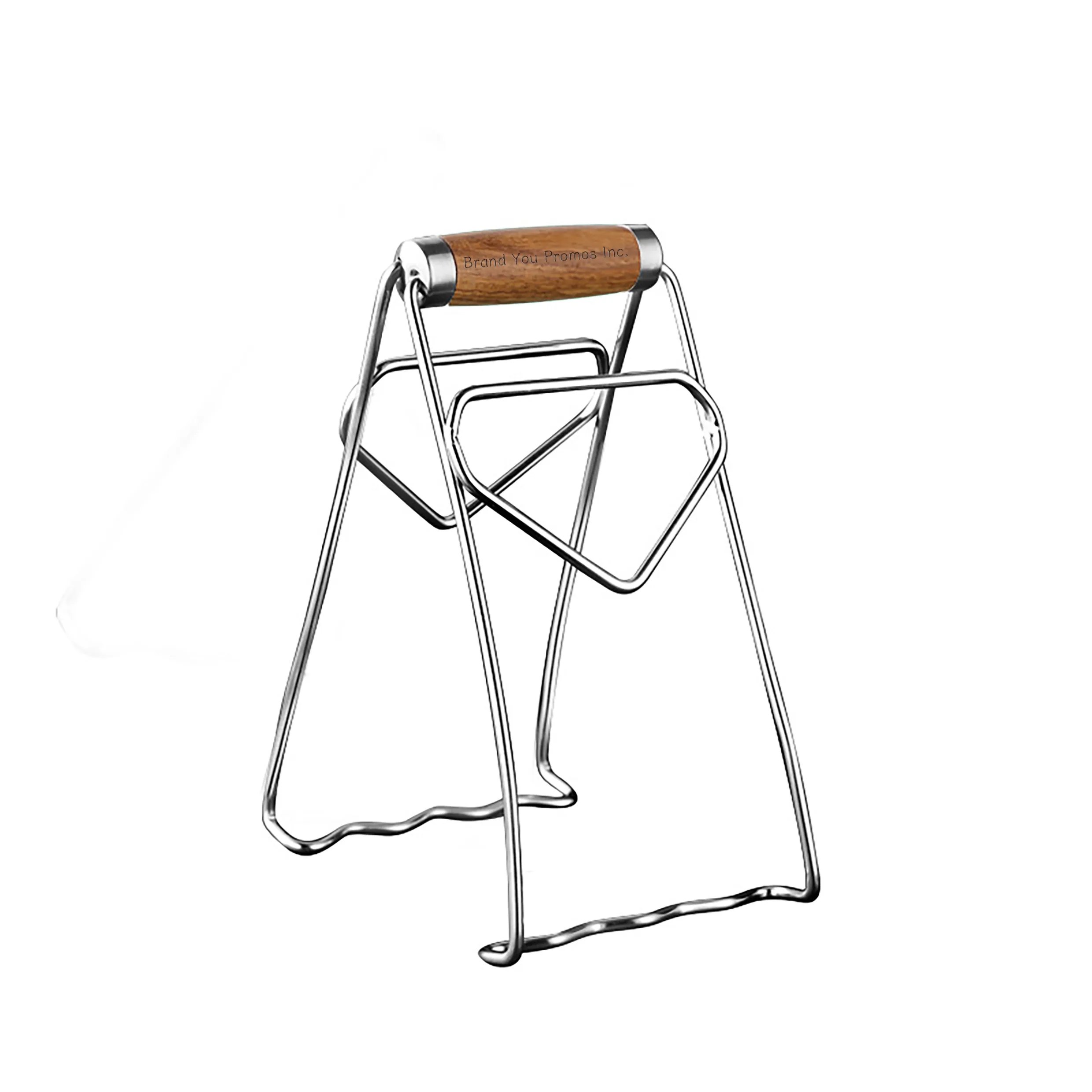 Foldable Stainless Steel Hot Plate Gripper w/ Wooden Handle