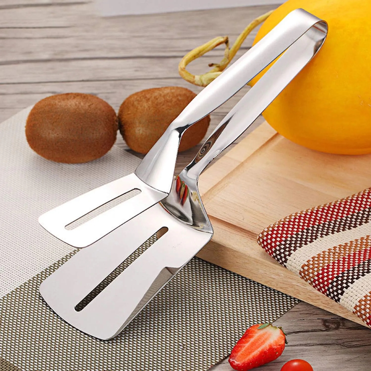 10" Multi-Purpose Steel Cooking Tongs Clamps Spatula