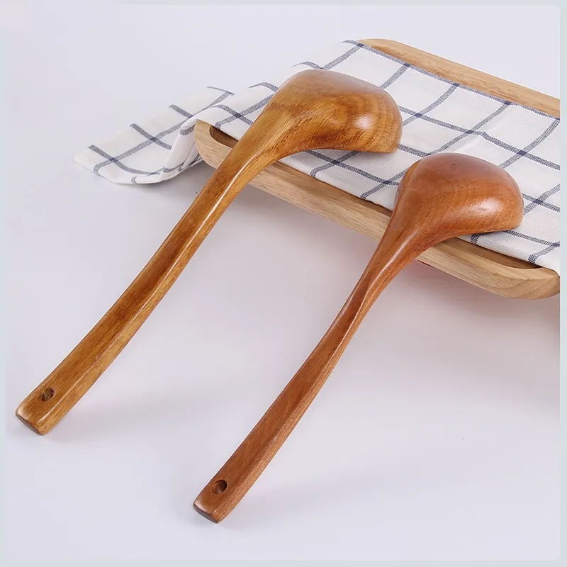 Large Long-Handle Wooden Kitchen Spoons Ladles