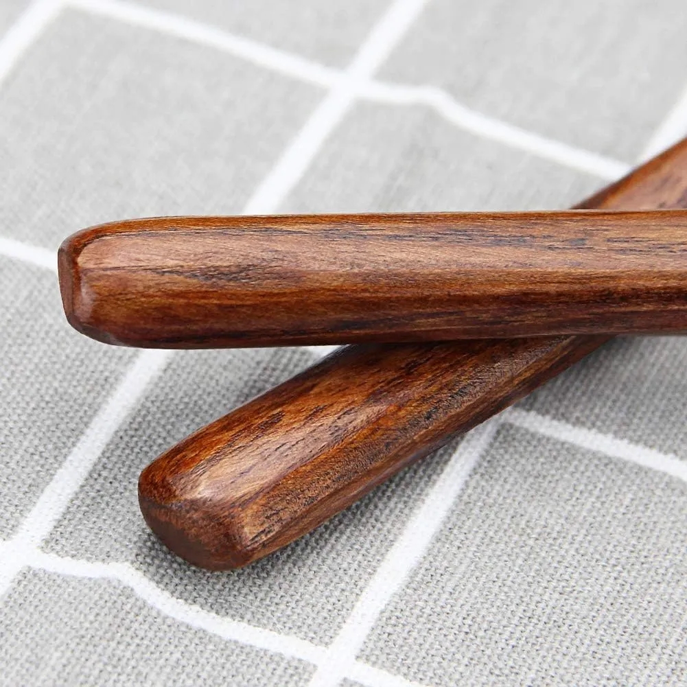 10.9" Long Handle Wooden Round Slotted Spoon