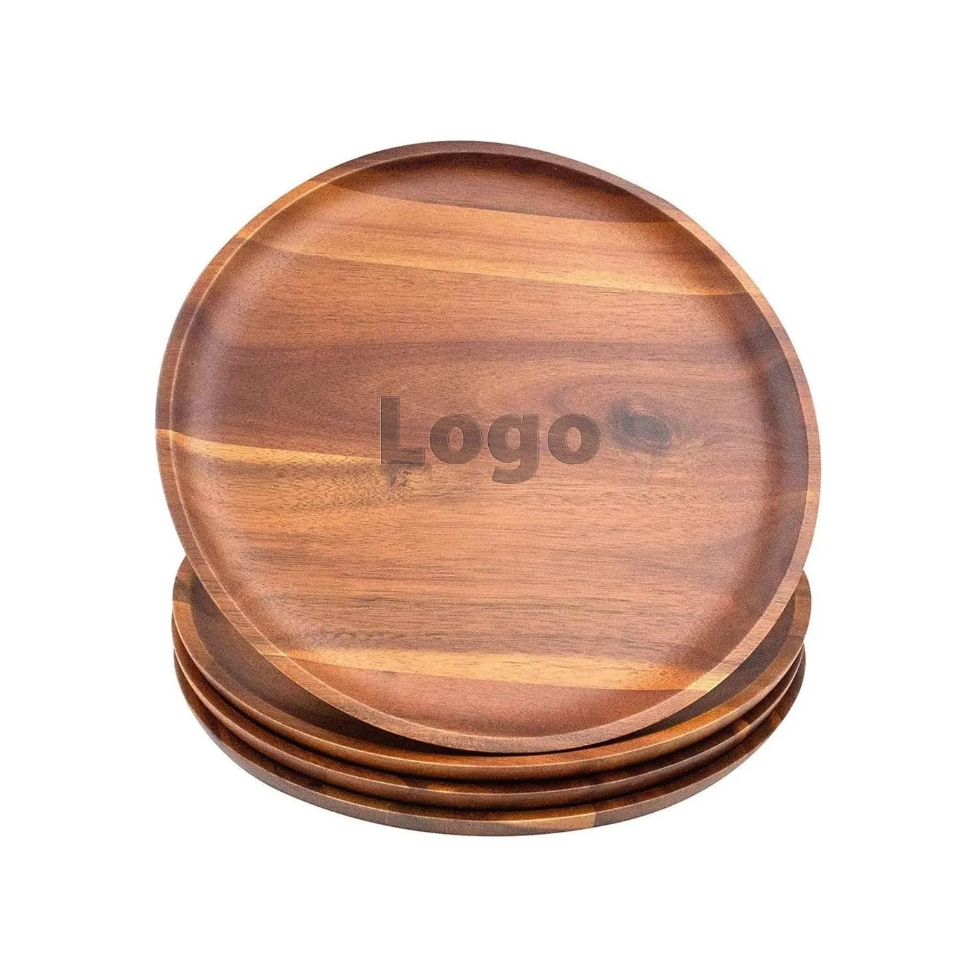 Acacia Wood Dinner Plates - 10 Inch Round