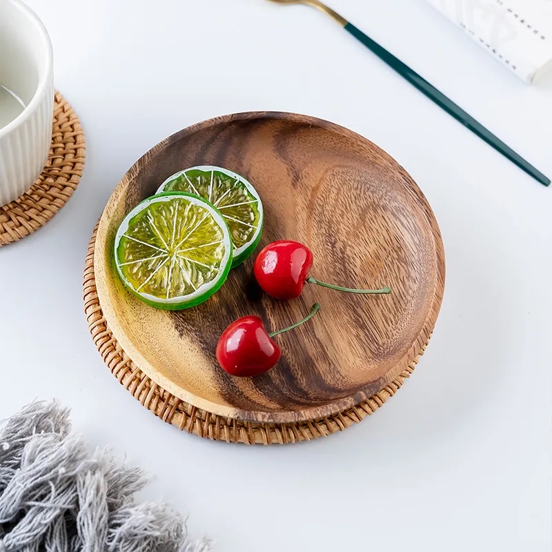 Acacia Wood Dinner Plates - 10 Inch Round
