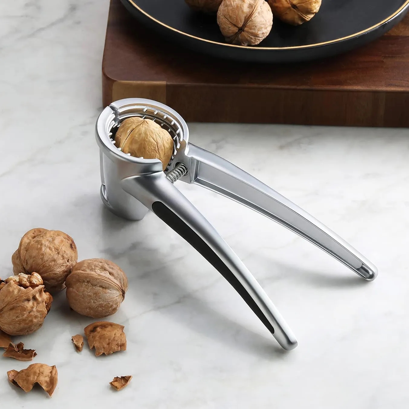 Heavy-Duty Zinc Alloy Nutcracker with Soft Rubber Grip
