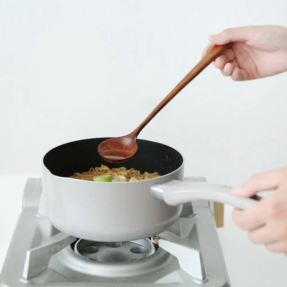 Korean Style Natural Wood Long Handle Spoon