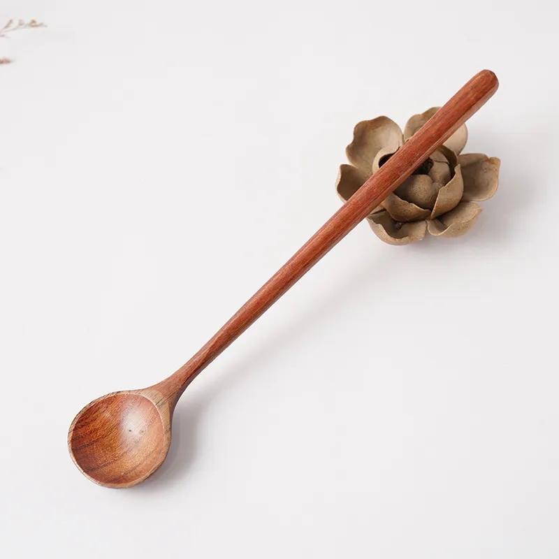 Korean Style Natural Wood Long Handle Spoon