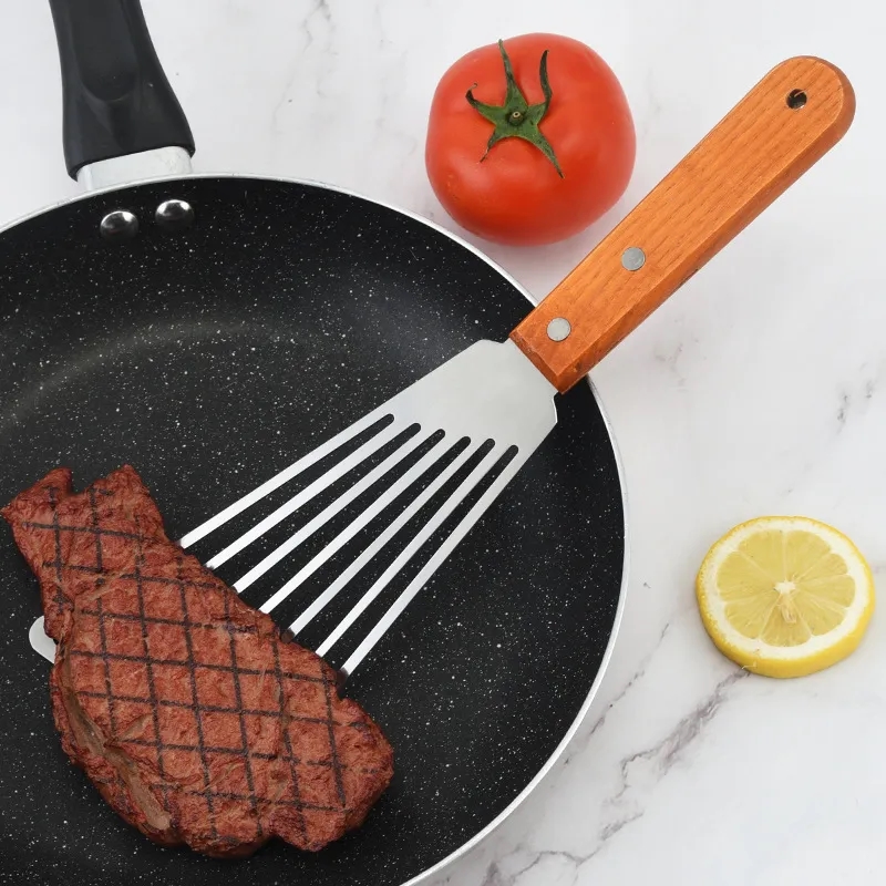 Stainless Steel Fish Spatula with Wood Handle, 11-Inch