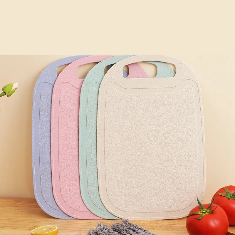 Wheat Straw Chopping Board with Grooves & Handle