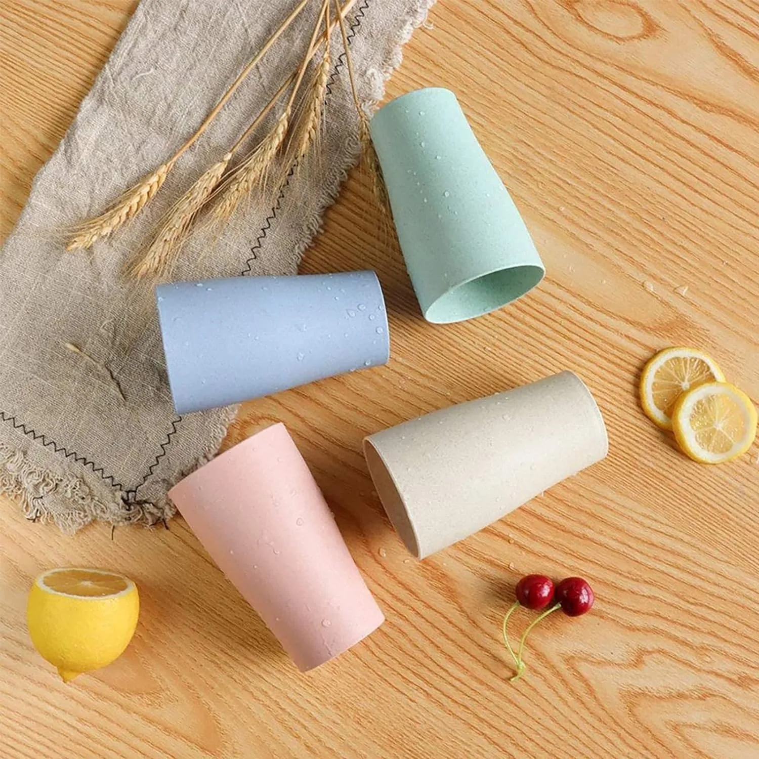 Stackable 10 Oz Wheat Straw Unbreakable Tumblers