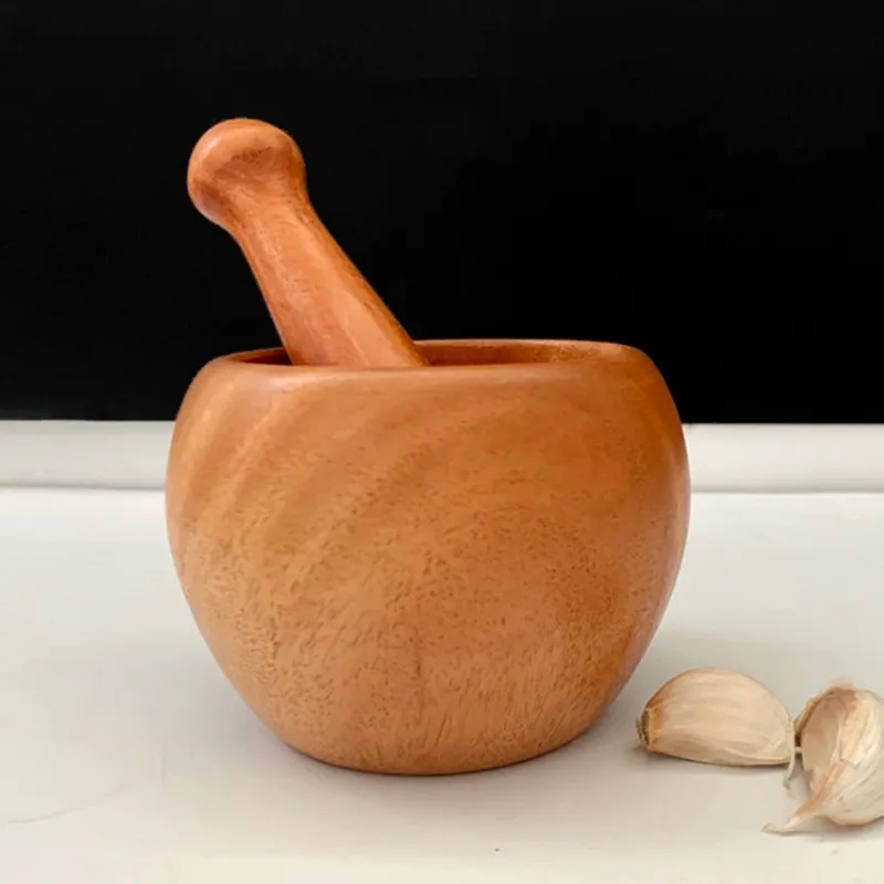 Natural Wood Pestle & Mortar Bowl Set