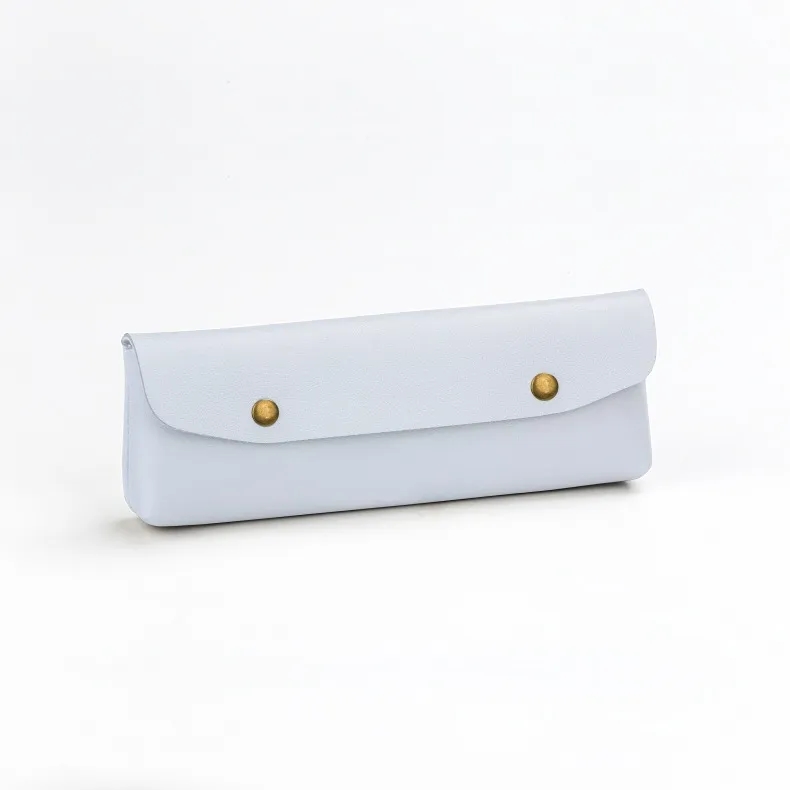 Compact PU Leather Pencil Case w/ Dual Snap Buttons