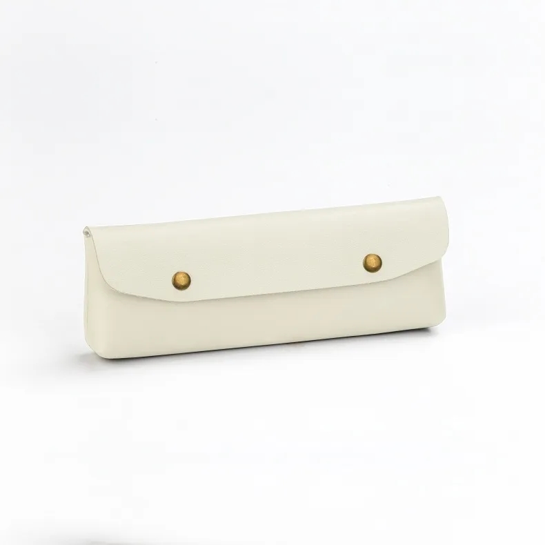 Compact PU Leather Pencil Case w/ Dual Snap Buttons