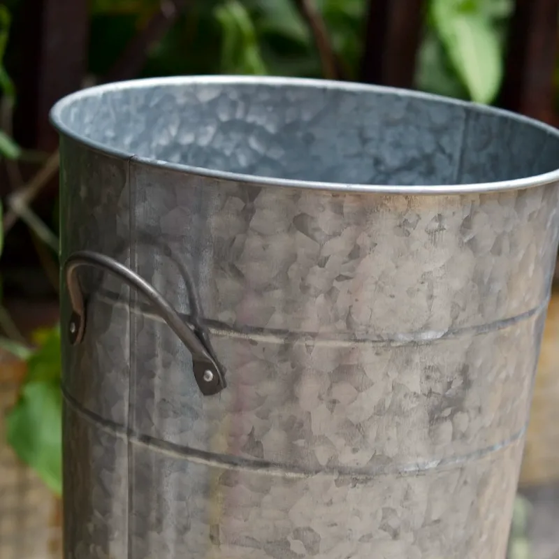 12 Inch Antique Iron Flower Bucket Vase