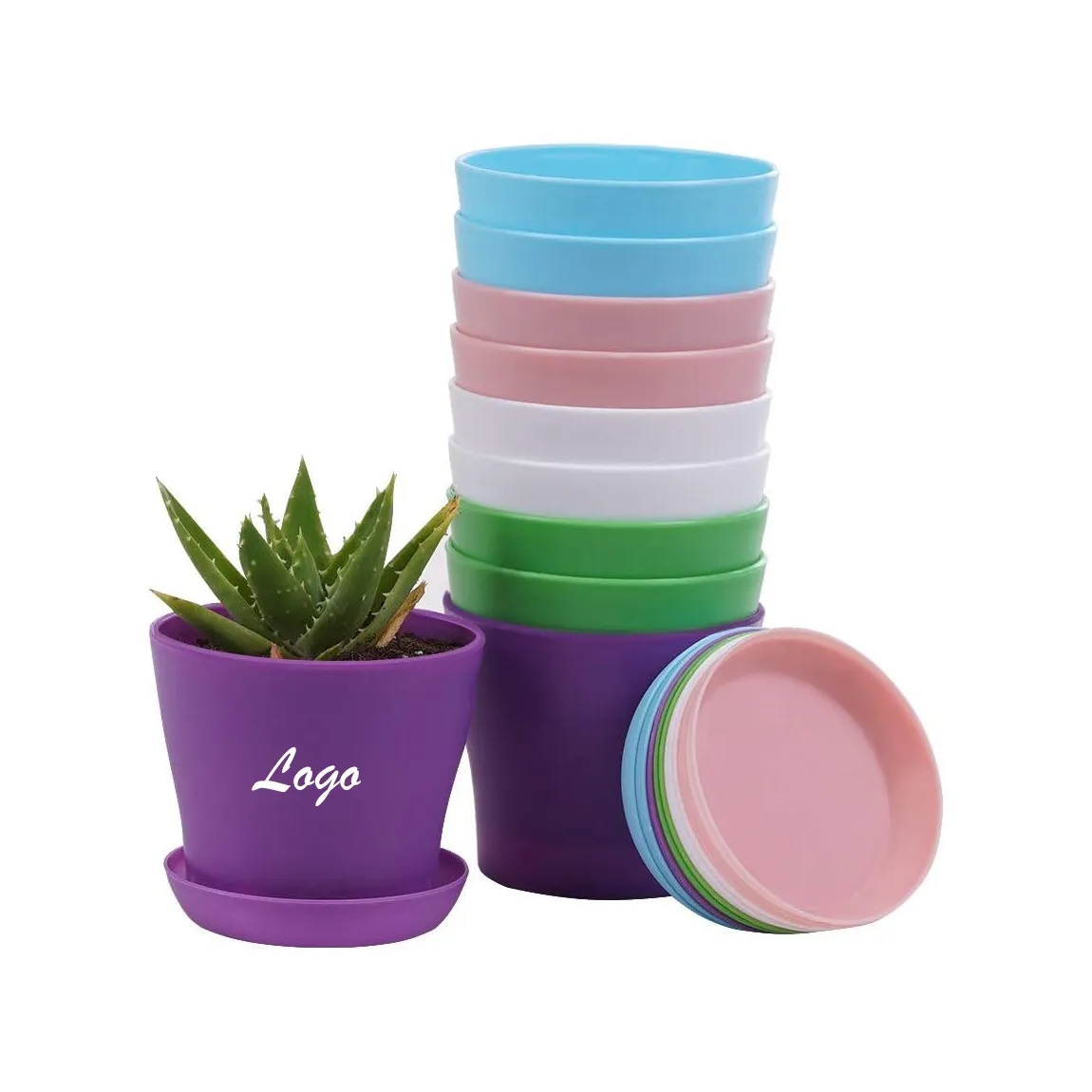 Modern Plastic Mini Indoor Flower Pot Planters with Pallet