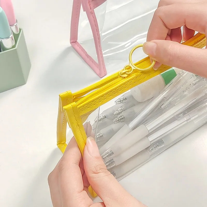 Versatile Clear TPU Pencil Cosmetic Case Pouch Organizer Bag